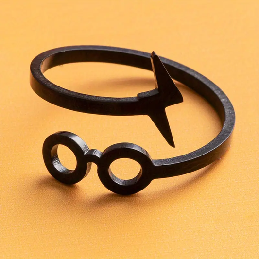 Harry Potter Glasses & Thunder Metallic Adjustable Ring