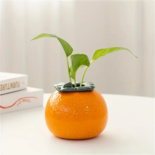 Ceramic Orange Hydroponic Vase