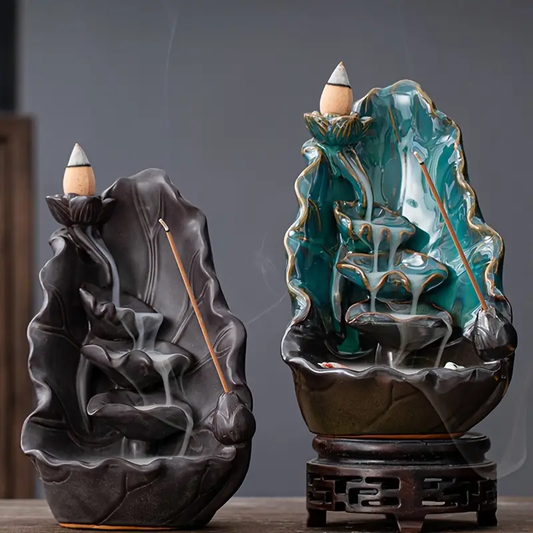 Lotus Shaped Ceramic Incense Burner Souvenir Sculpture